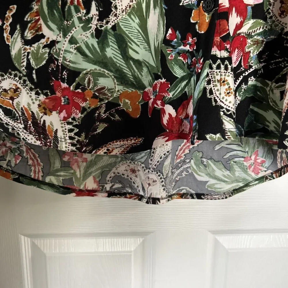 Attitudes by Renee Stretch Knit Floral Print Tunic Blouse Collar Plus Size 2X